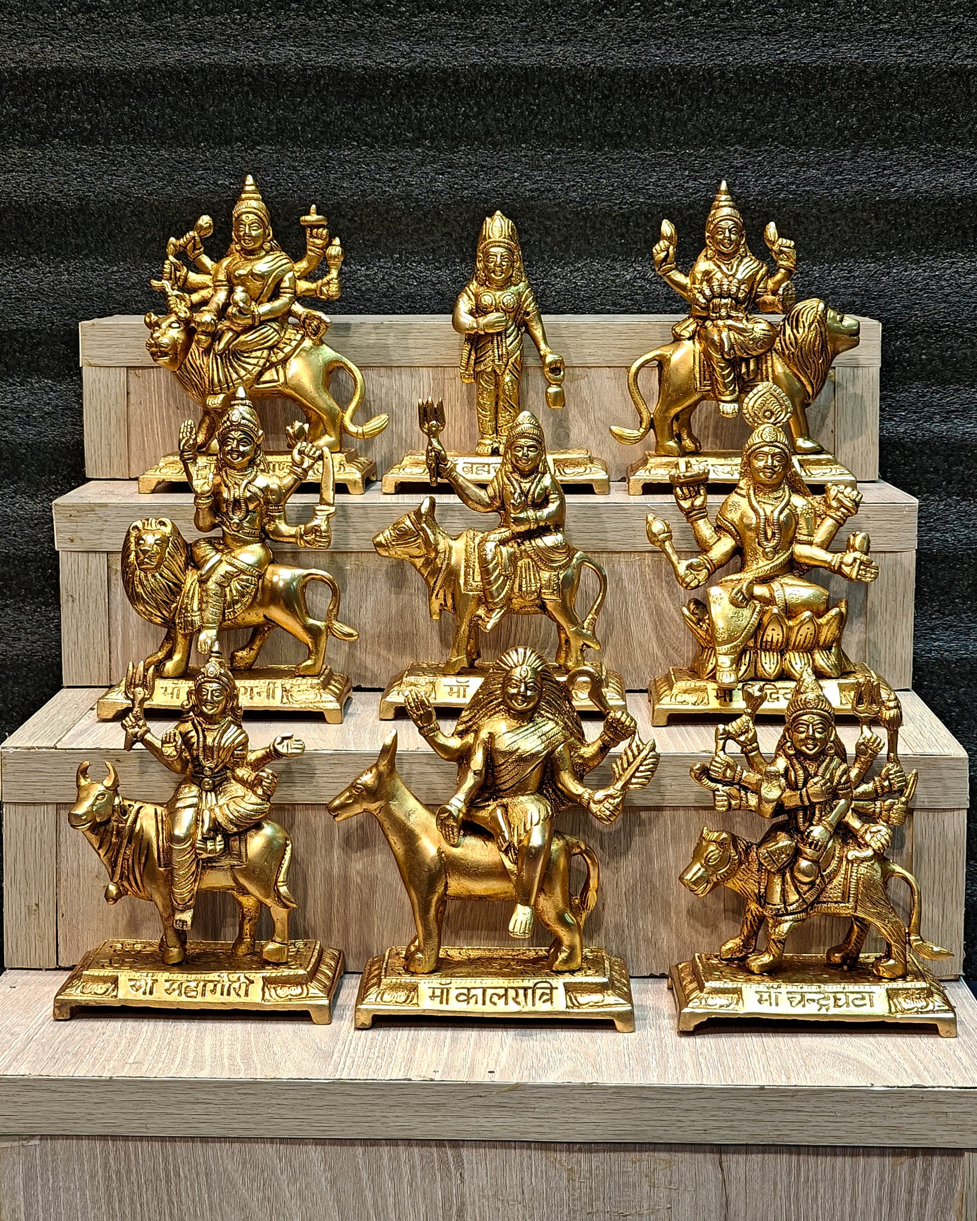Divine Durga: Brass Superfine Navadurga Set of 9 Avatars for Daily Nav –