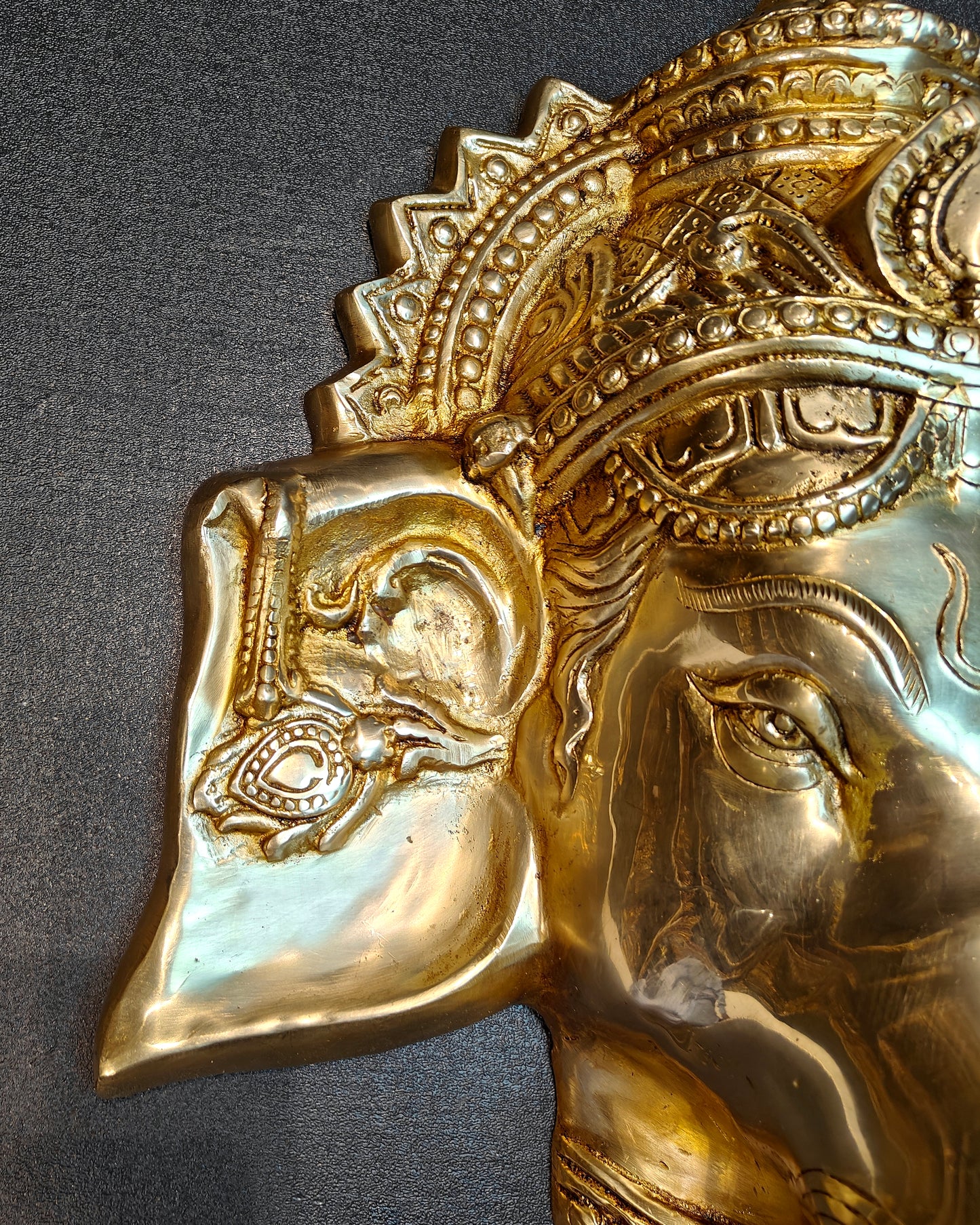 Large Pure Brass Lord Ganesha Face Wall Hanging | 25"