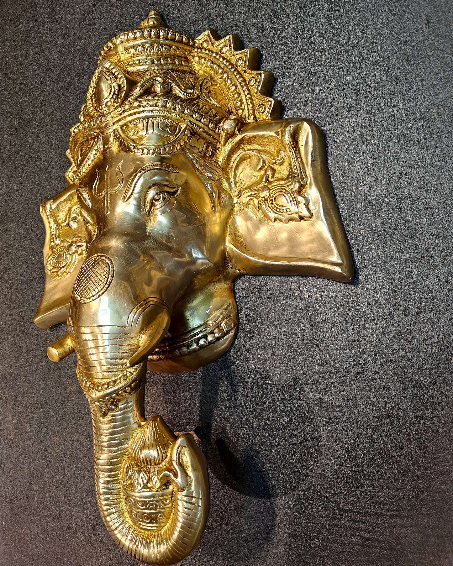 Large Pure Brass Lord Ganesha Face Wall Hanging | 25"