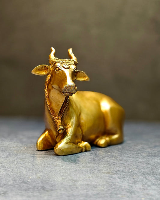 Pure Brass Sitting Cow Idol | 5.5"