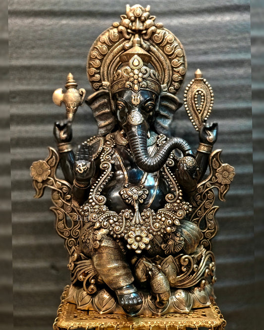 Brass Superfine Black Large Ganesha Statue 29 inch