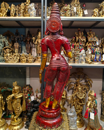 Pure Brass Handcrafted Standing Large Goddess Parvati Statue | 45" Height