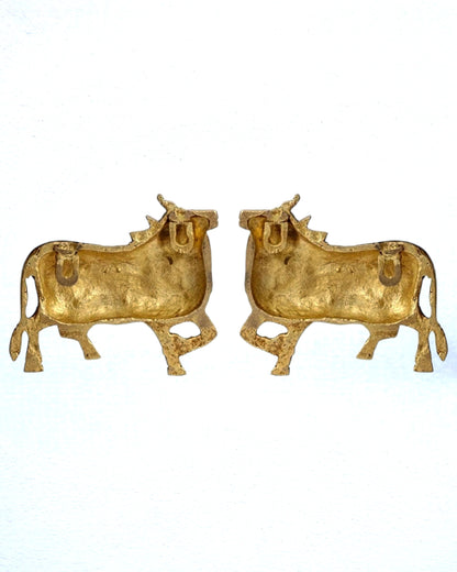 Handcrafted Pure Brass Kamdhenu Cow Wall Hanging for Pooja Room - 5"