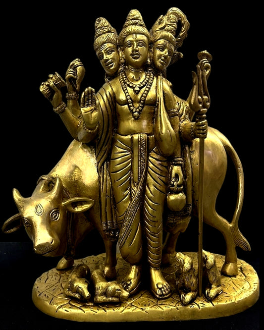 Dattatreya Brass statue large 11 inches