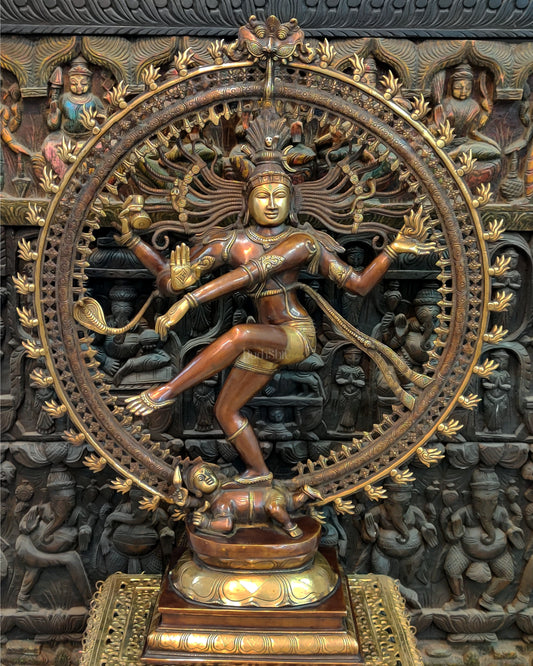 Large Handcrafted Superfine Brass Nataraja Statue - 36" Height