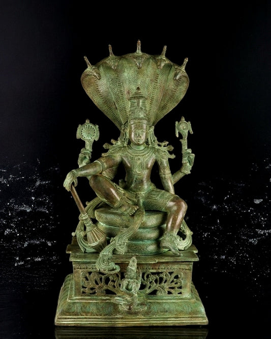 Brass large Lord Vishnu sitting Statue 30"