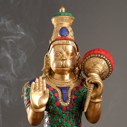 Brass standing Hanuman Statue - 21.5"