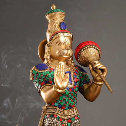 Brass standing Hanuman Statue - 21.5"