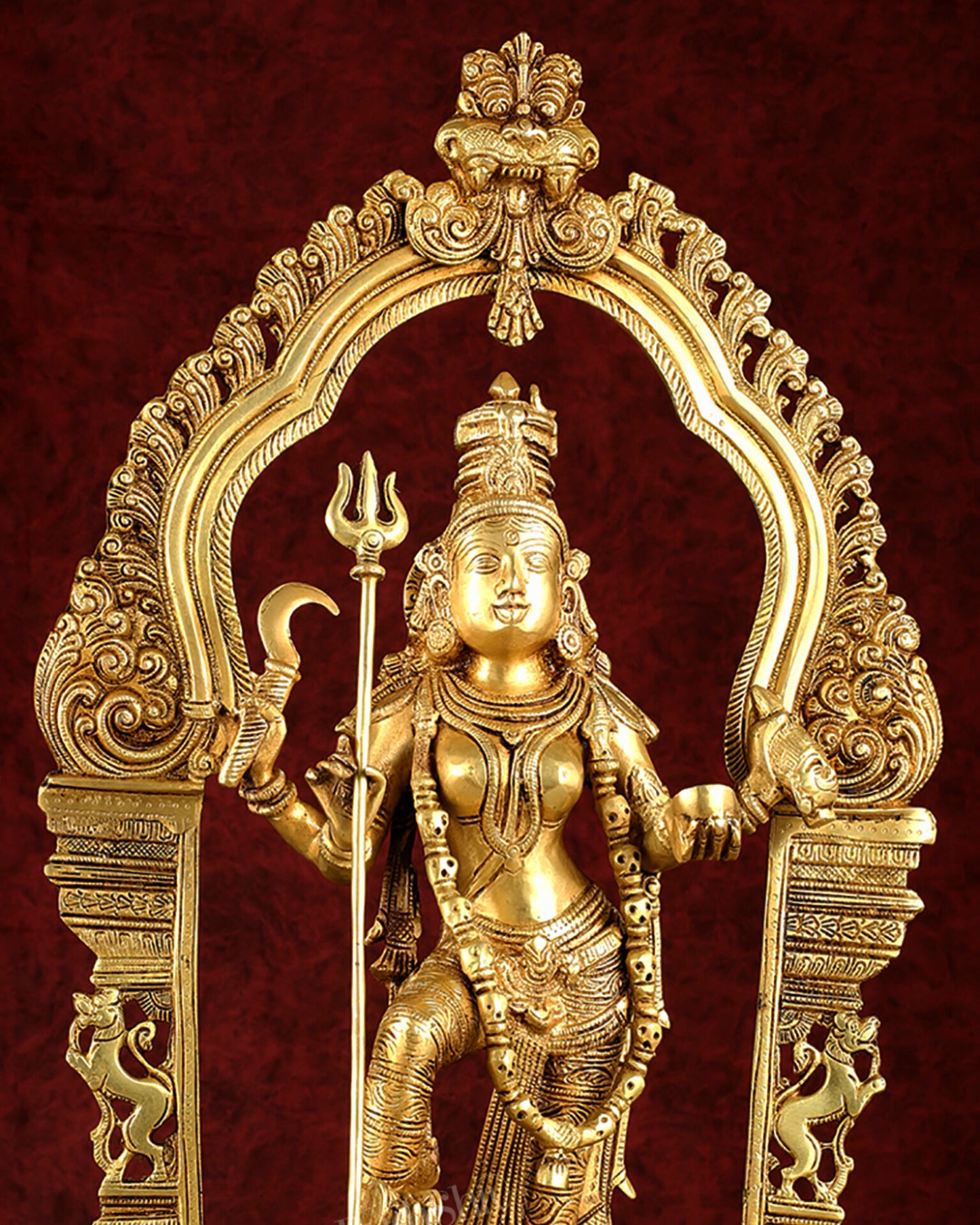 Pure Brass Superfine Handcrafted Goddess Kali Statue - 22" Golden hues