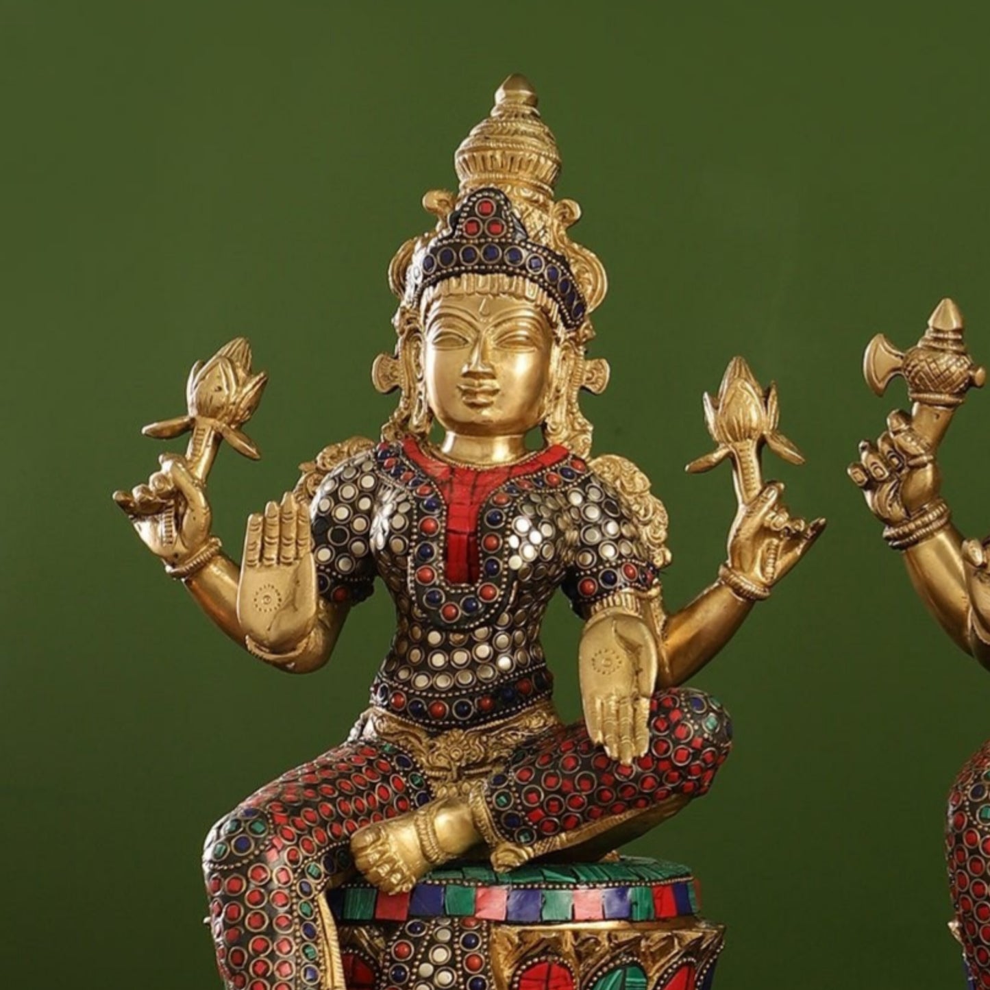 Pure Brass Ganesh lakshmi Saraswati Idols 15 inch