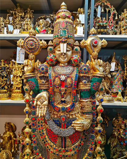 Brass Tirupati Balaji statue 48 inch multicolour