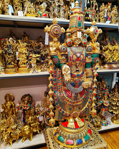 Brass Tirupati Balaji statue 48 inch multicolour