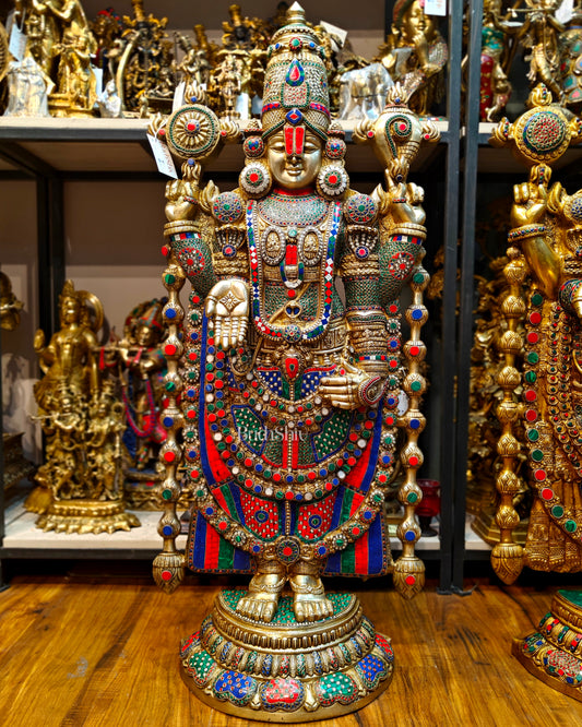 Majestic Tirupati Balaji Venkateshwar Brass Statue 48 inch