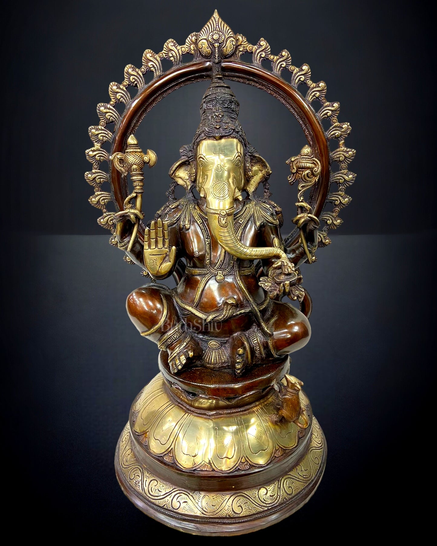 Majestic Brass Ganapati Statue with Arch 27"