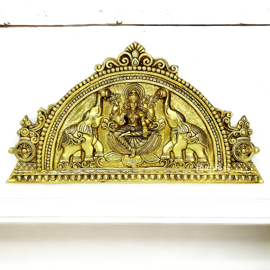 Brass Large Goddess Gajalakshmi Wall Hanging - 21 Inches Wide