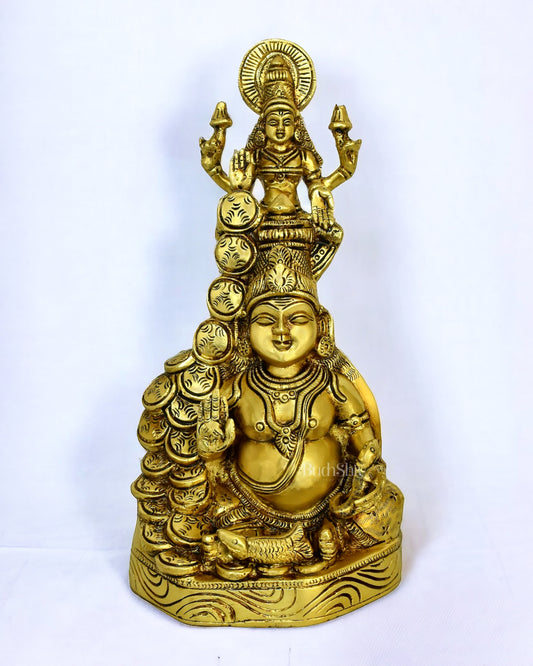 Pure Brass Kubera Lakshmi Idol - 10.5" | Vastu Special