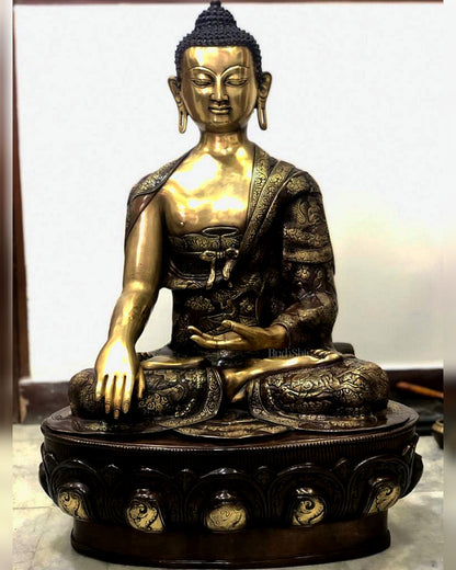 Pure Brass Buddha Statue - Handcrafted, 33" Tall, 48kg