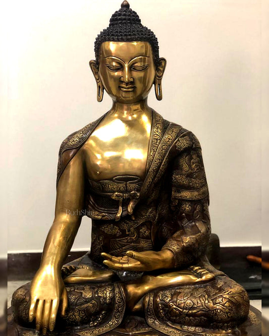 Pure Brass Buddha Statue - Handcrafted, 33" Tall, 48kg