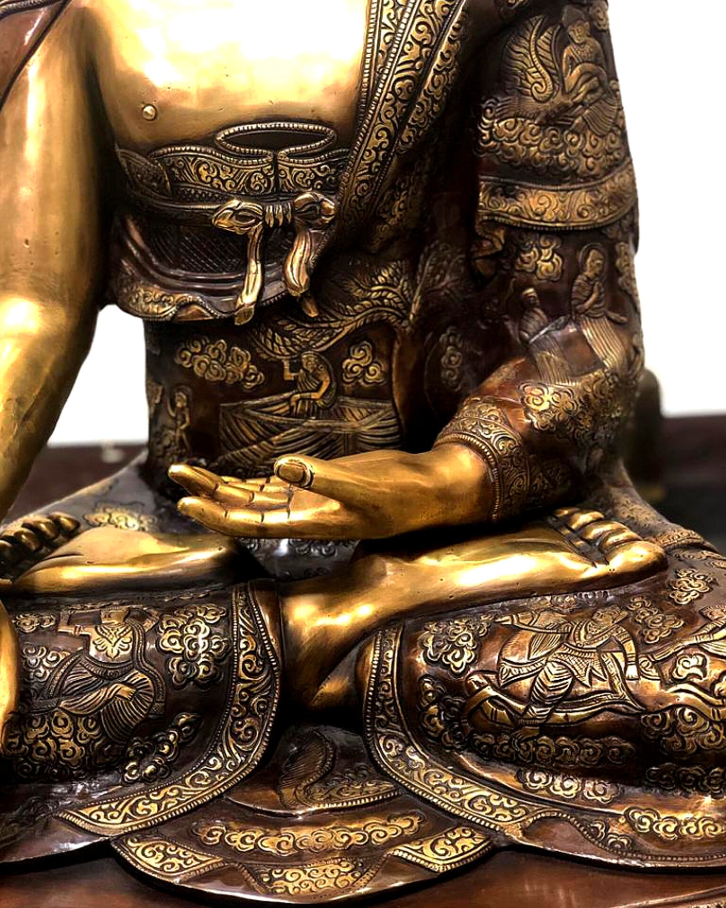 Pure Brass Buddha Statue - Handcrafted, 33" Tall, 48kg