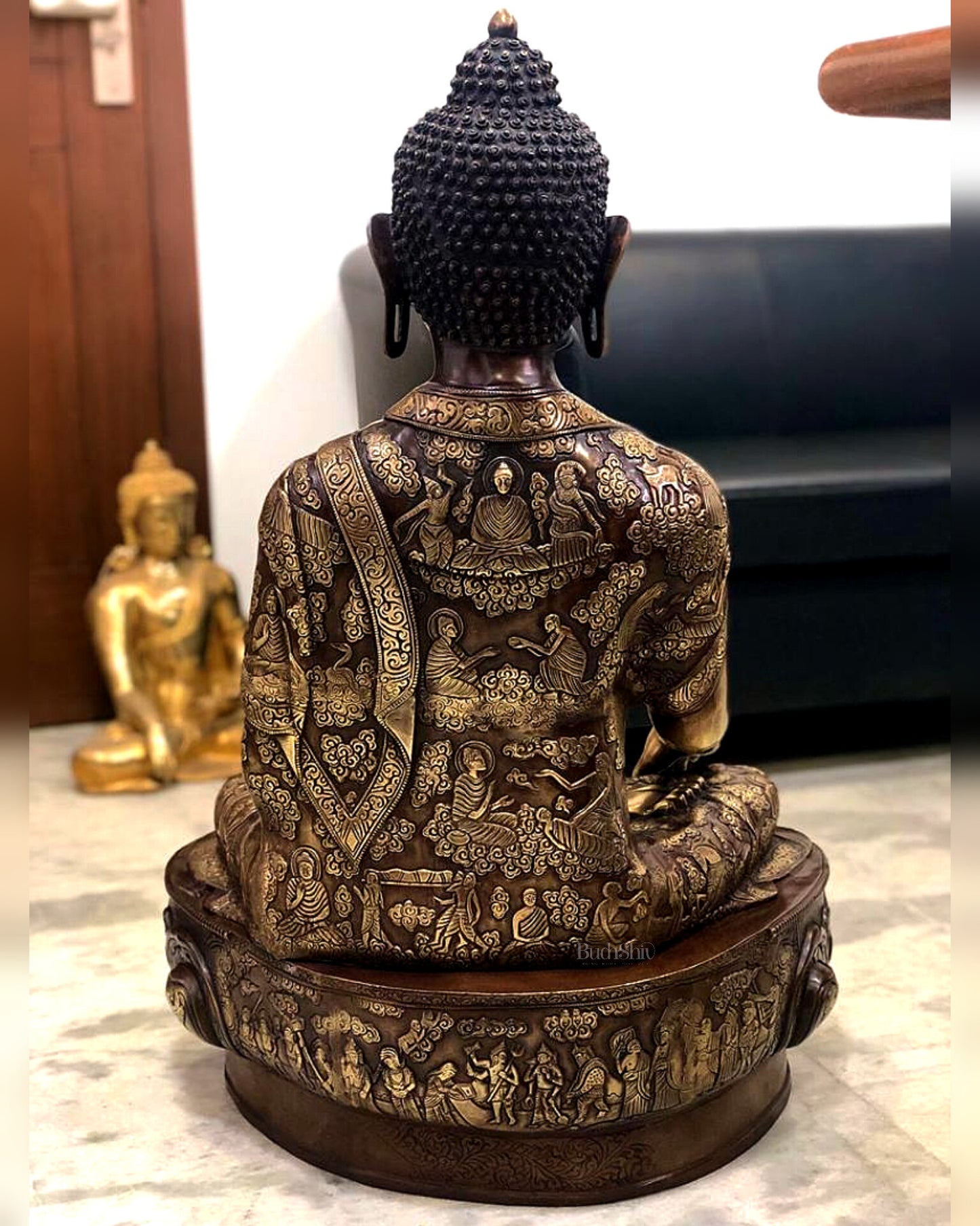 Pure Brass Buddha Statue - Handcrafted, 33" Tall, 48kg