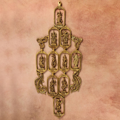 Pure Brass Dashavatar Wall Hanging - Unique Design 29.5 inch