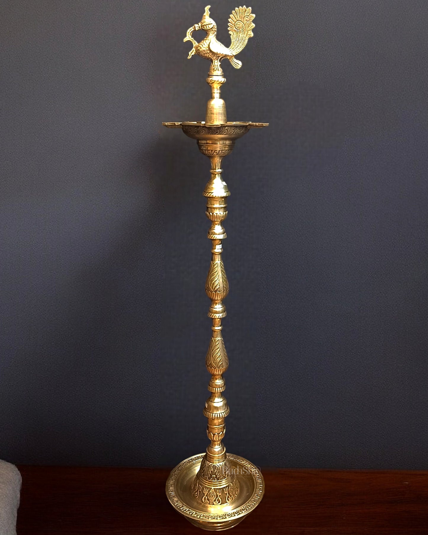 Pure Brass Large Inauguration Peacock Samai Oil Lamp - 68 Inch/ 5.5 feet