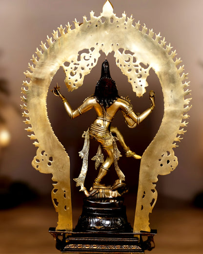 Handcrafted Three Tone Finish Brass Nataraja Statue - 26 Inch