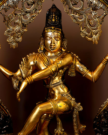 Handcrafted Three Tone Finish Brass Nataraja Statue - 26 Inch