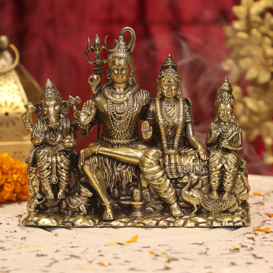 Pure Brass Lord Shiva Parivar Idol | Superfine Intricate | 5"