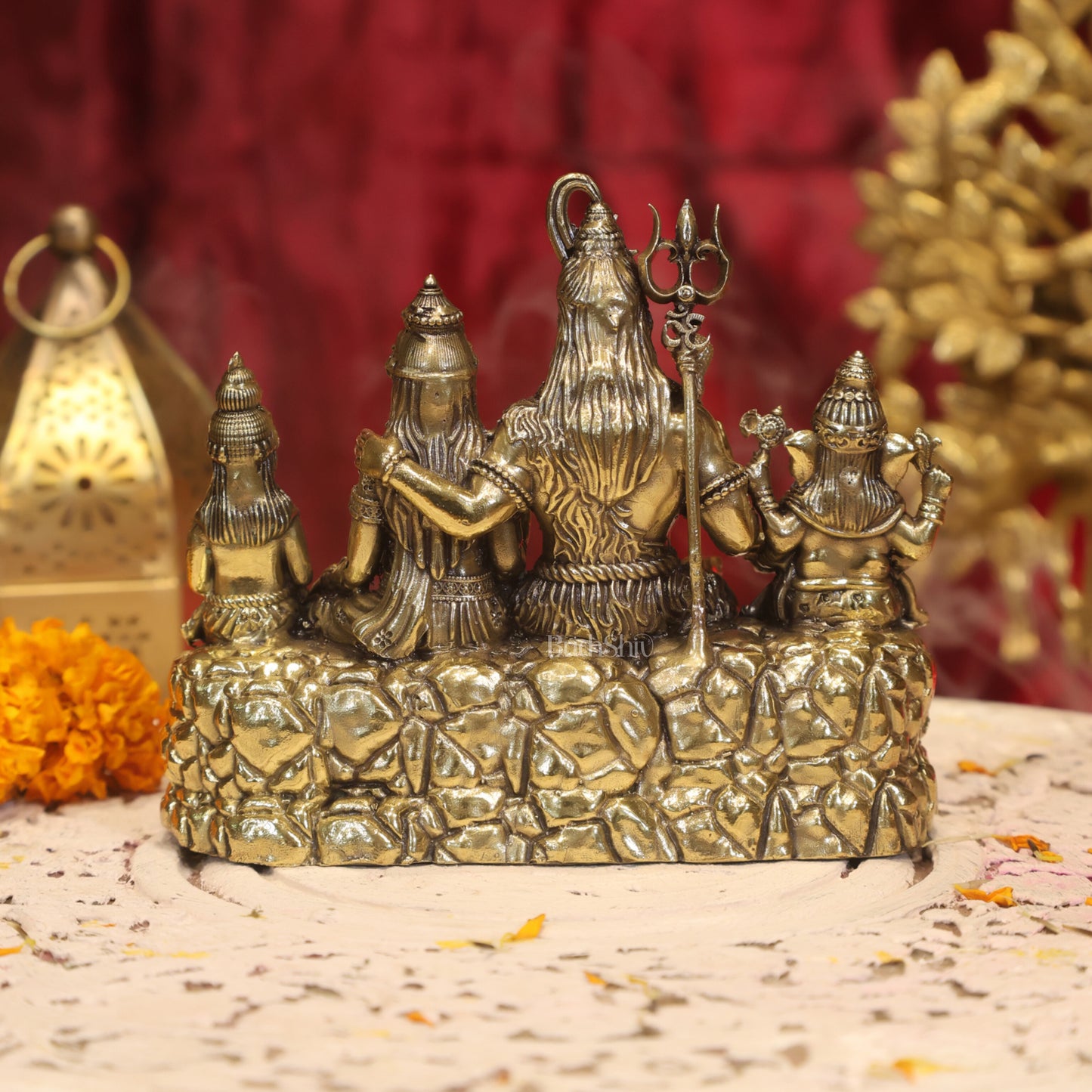 Pure Brass Lord Shiva Parivar Idol | Superfine Intricate | 5"