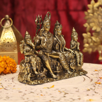 Pure Brass Lord Shiva Parivar Idol | Superfine Intricate | 5"