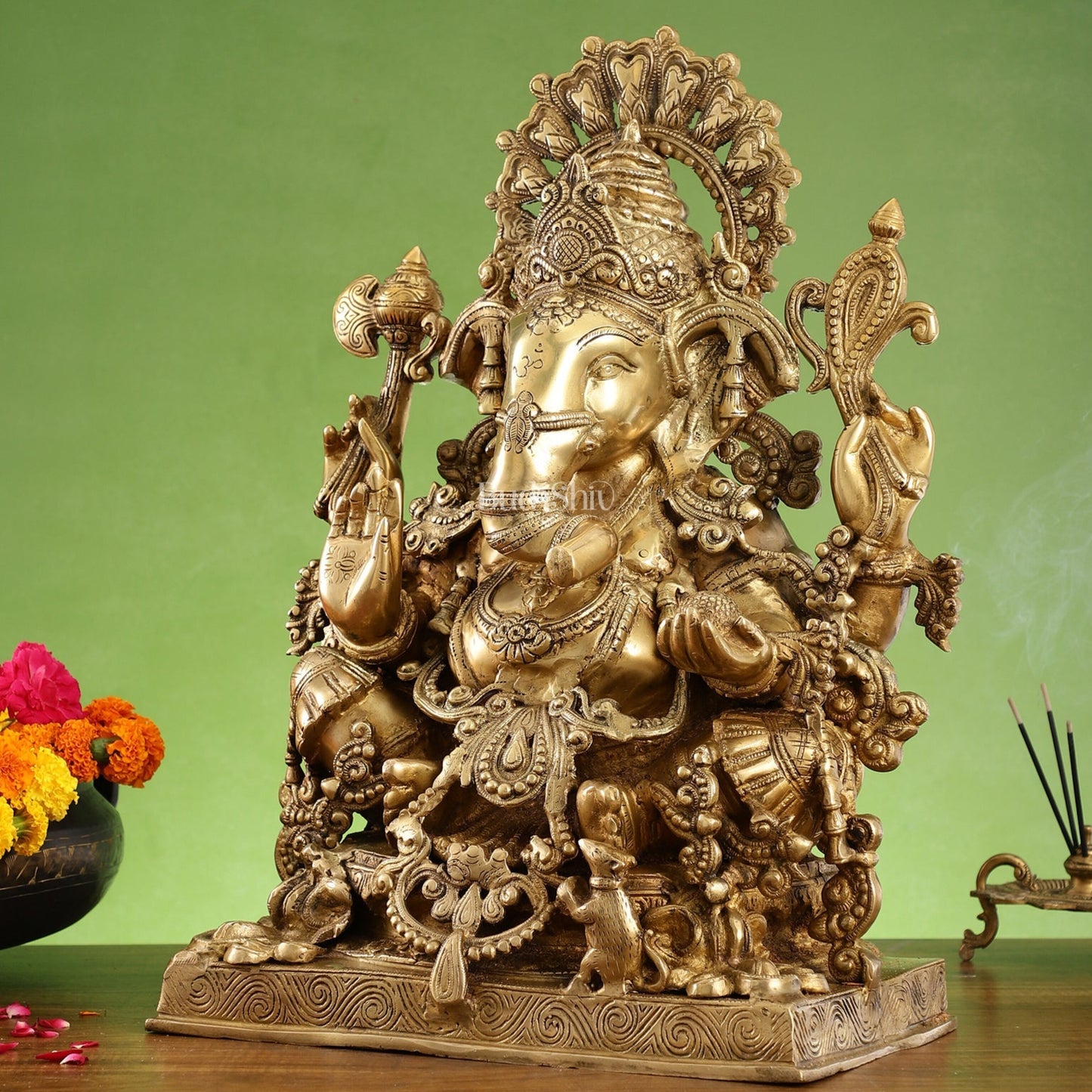 Large Ganapati Statue: Blessing Ganesha Brass Idol