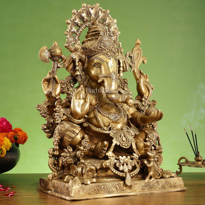 Large Ganapati Statue: Blessing Ganesha Brass Idol