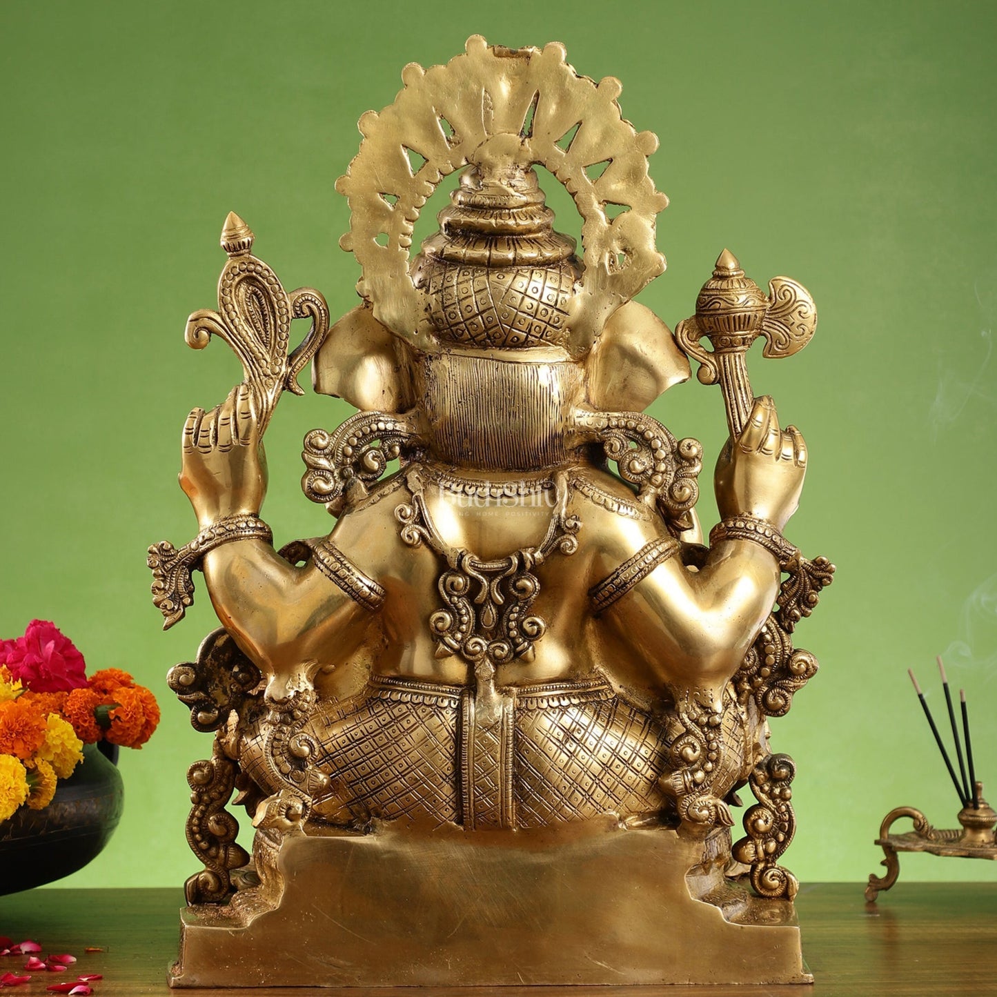 Large Ganapati Statue: Blessing Ganesha Brass Idol