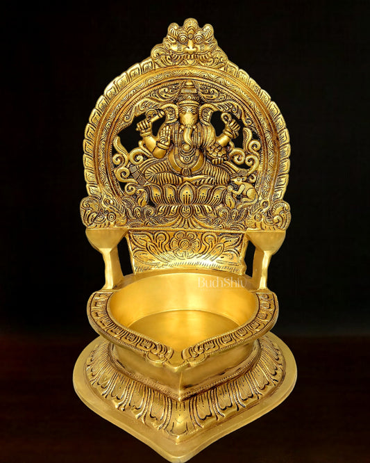 Brass Large Superfine Ganesha Diya - 16 Inch