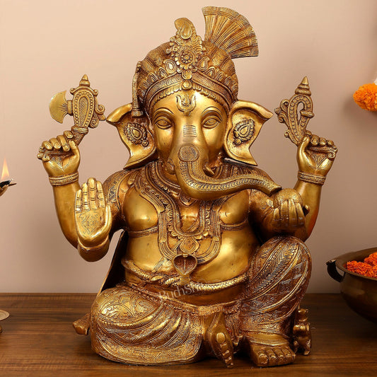 Handcrafted Brass Lord Ganesha Idol - 21"