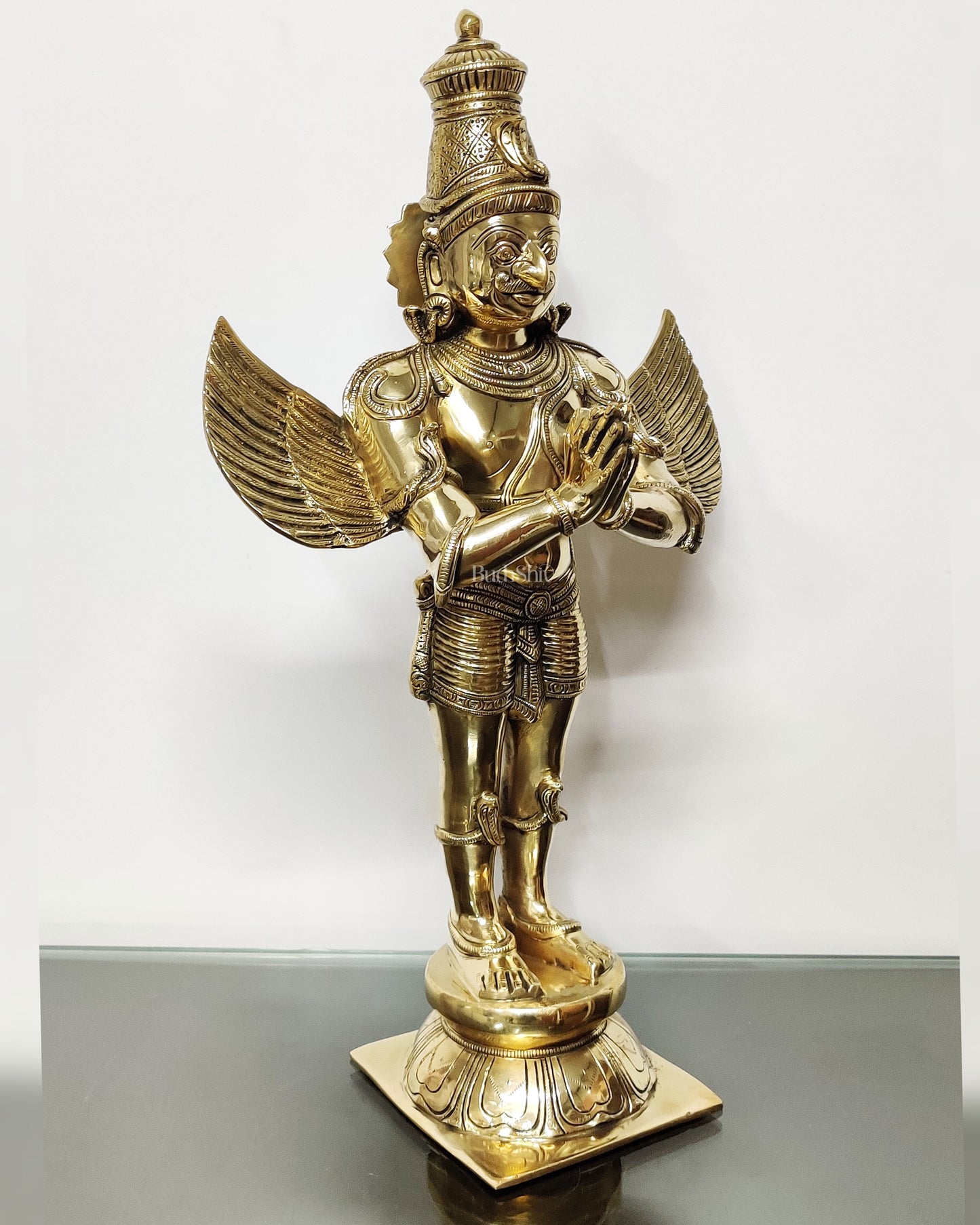 Brass Pristine Garuda Dev Statue - Glossy Finish, 22" Tall, 11 kg