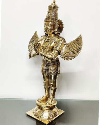 Brass Pristine Garuda Dev Statue - Glossy Finish, 22" Tall, 11 kg