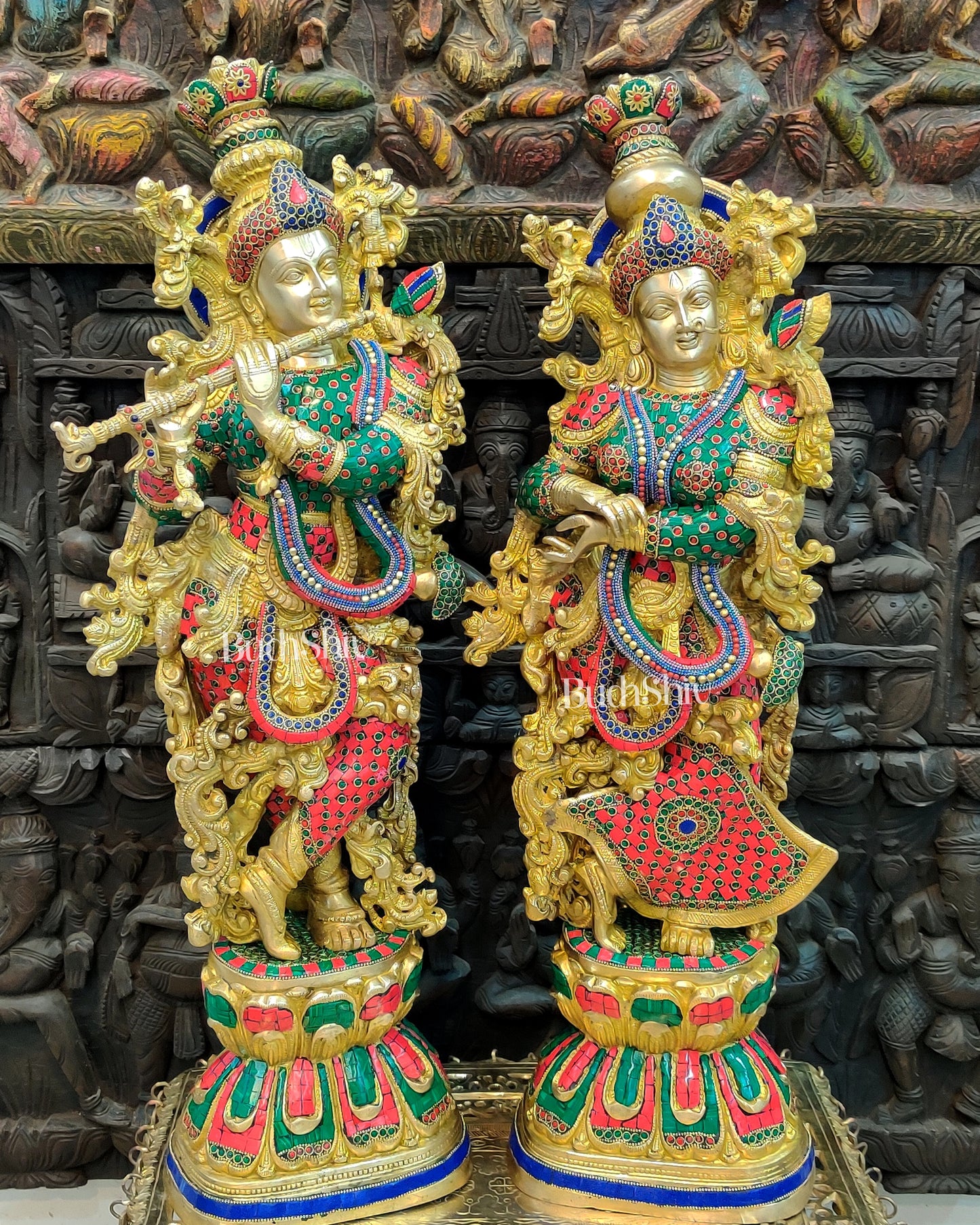 Beautiful Brass Handmade Radha krishna Idols 30"