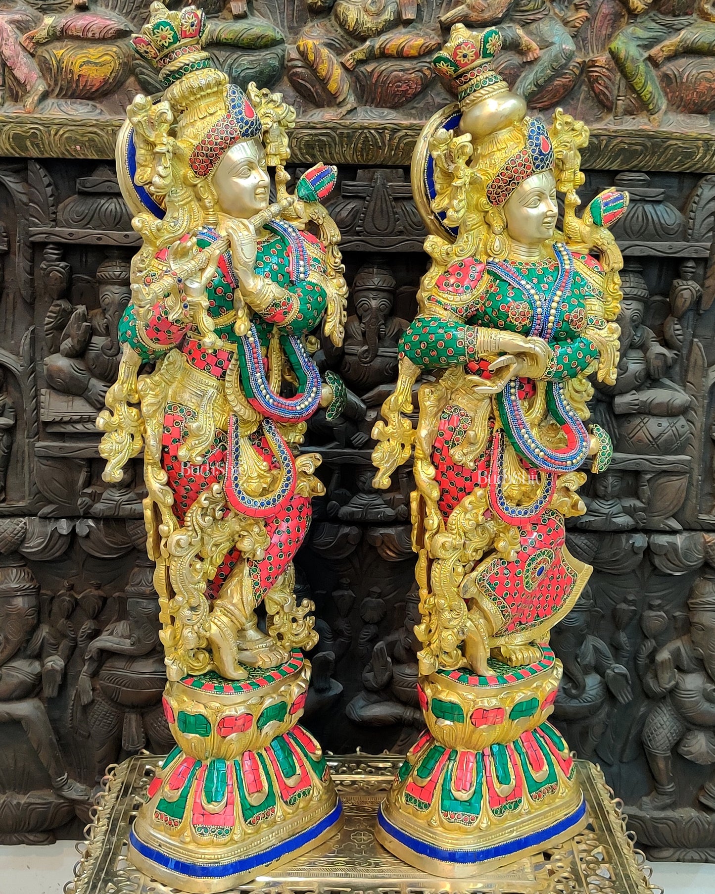 Beautiful Brass Handmade Radha krishna Idols 30"