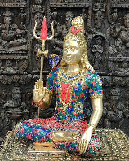 Pure Brass Lord Shiva Statue - Handcrafted 20 inch