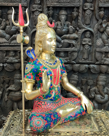 Pure Brass Lord Shiva Statue - Handcrafted 20 inch