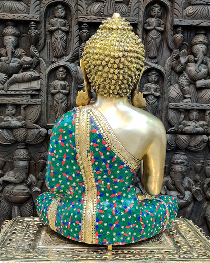 Blessing Buddha Brass Idol with Medicine Bowl - 20" Handcrafted