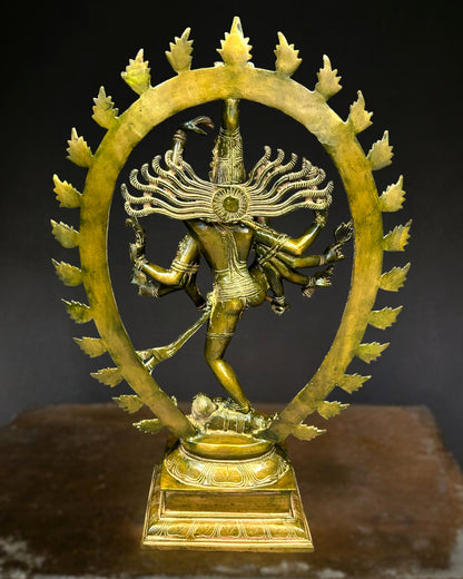 Dynamic Brass Urdhava Tandava Nataraja Statue - 24.5in