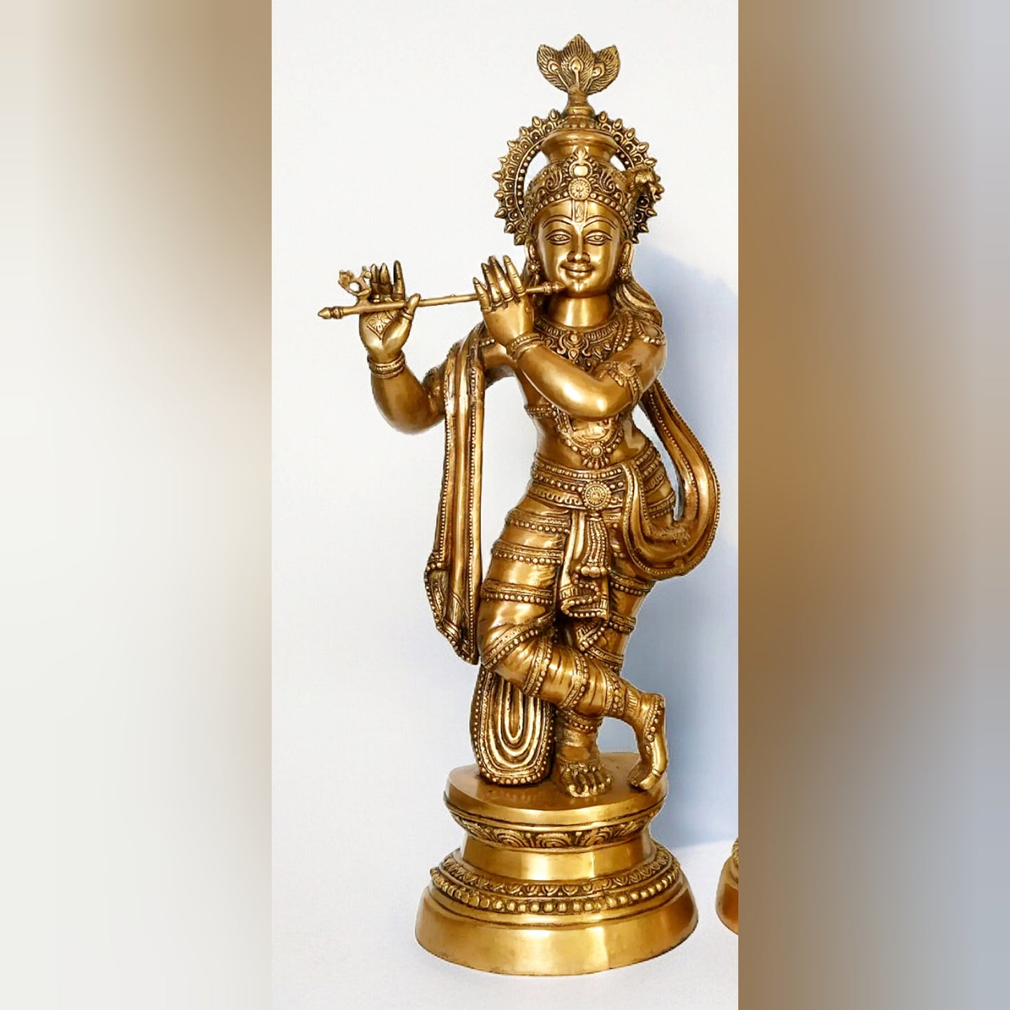 Large Brass Radha Krishna Statues - 36" Height, 40 kgs