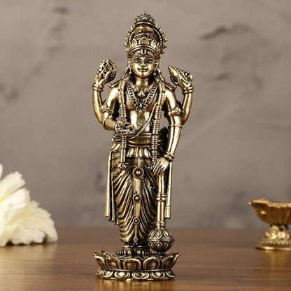 Brass Superfine Intricate Miniature Vishnu Lakshmi Narayana Idol - 5"