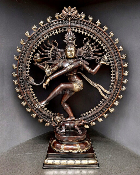 Large Handcrafted Brass Nataraja Statue - 36" Height