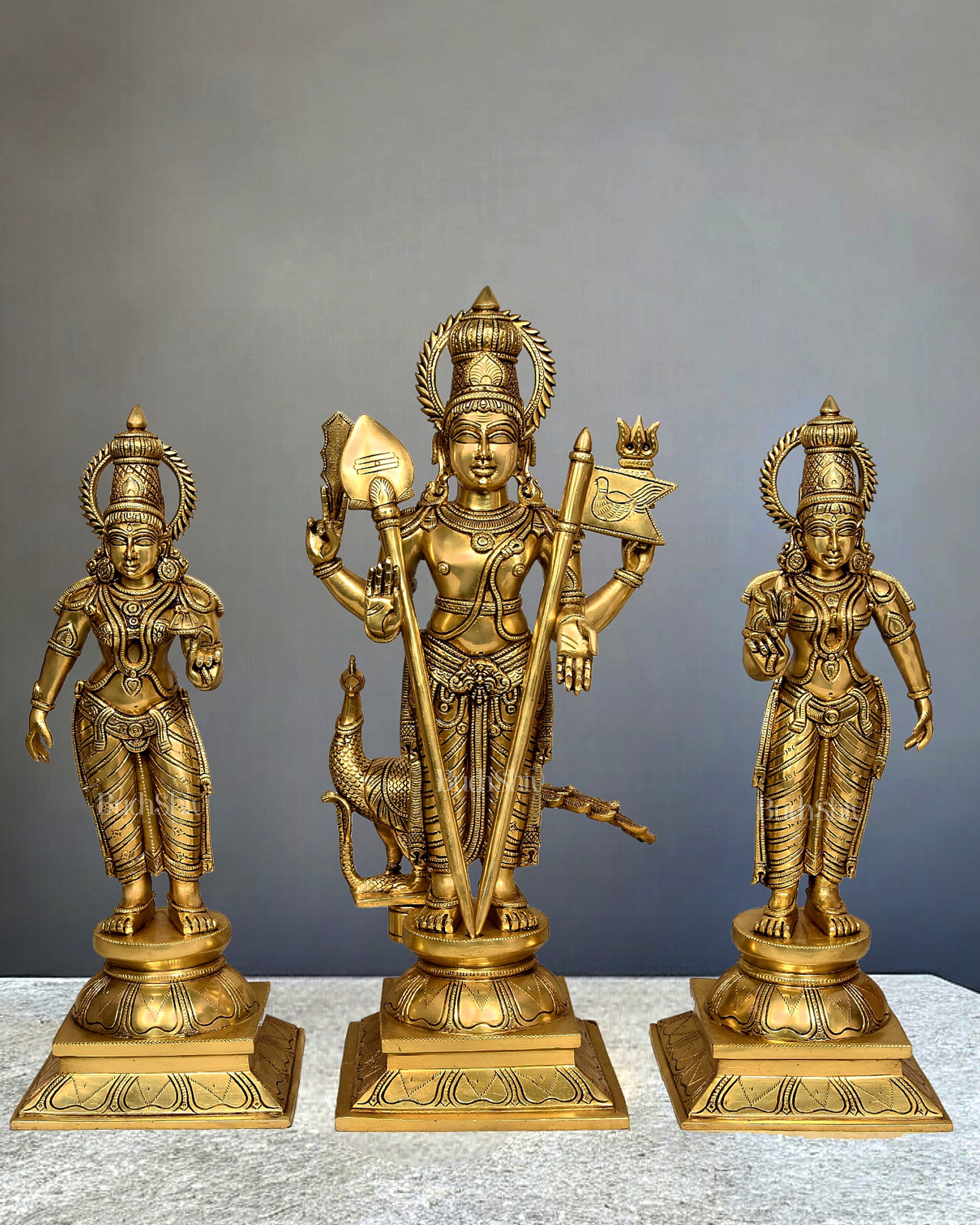 Pure Brass Large Murugan Swamy Idol with Valli deviyani set 23 ...