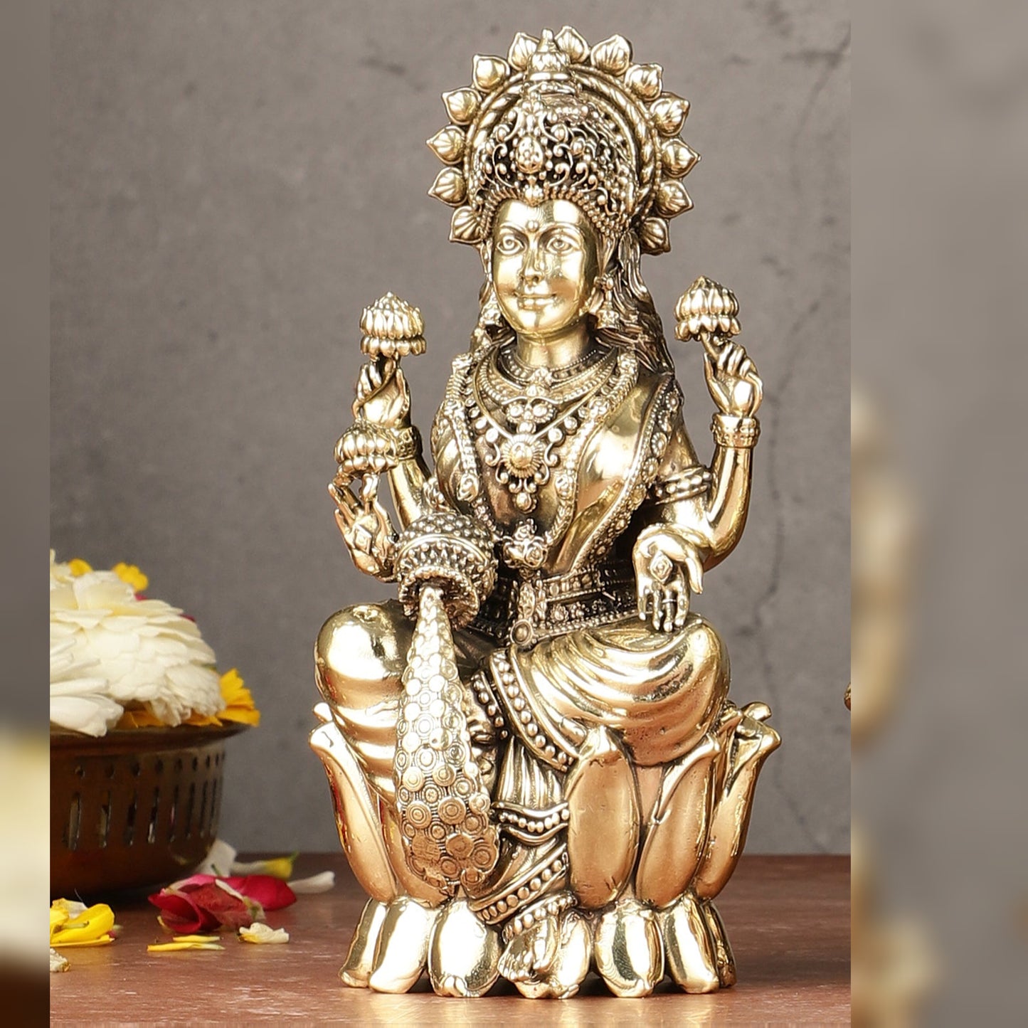 Brass Superfine Ganesha, Lakshmi, Saraswati Idols Set | 6"