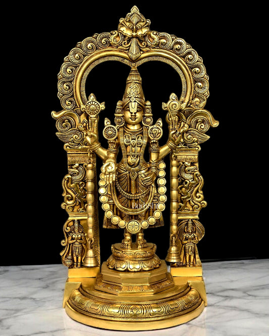 Large Brass Tirupati Balaji Statue with Hanuman and Garuda – 22 Inch